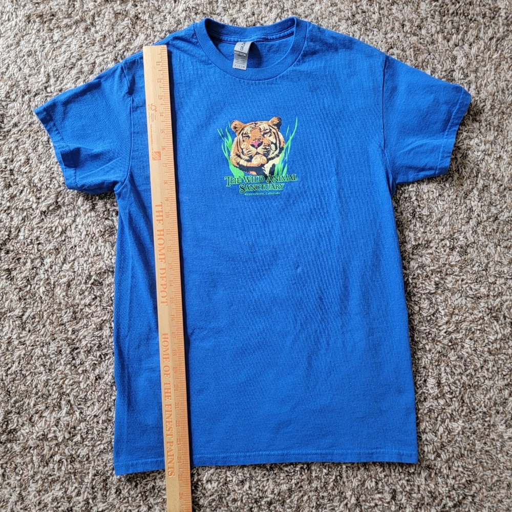 The Wild Animal Sanctuary | Tiger Graphic T-Shirt Blue Green Orange Crewneck Tee - Picture 9 of 9